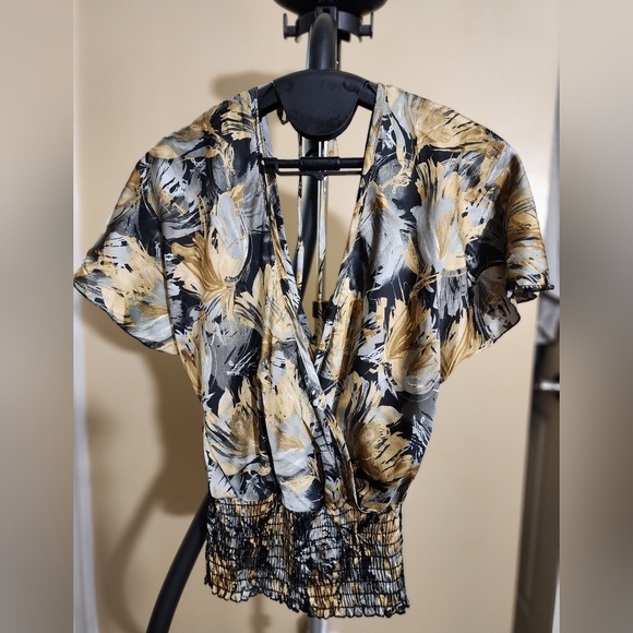 Floral Print Silky Top, Women's Small - Picture 3 of 5